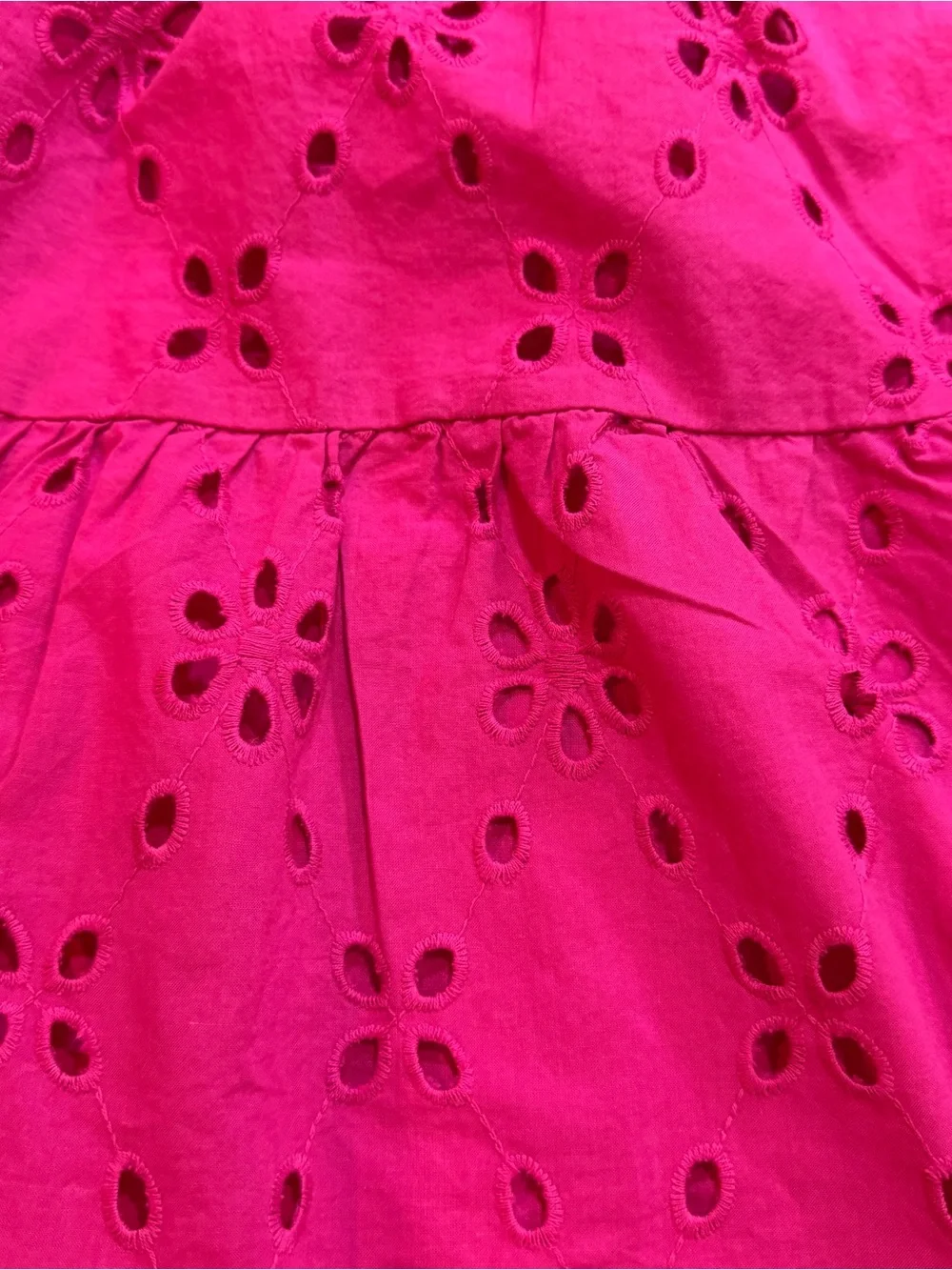 J. Crew Bright Pink Eyelet Tiered Top